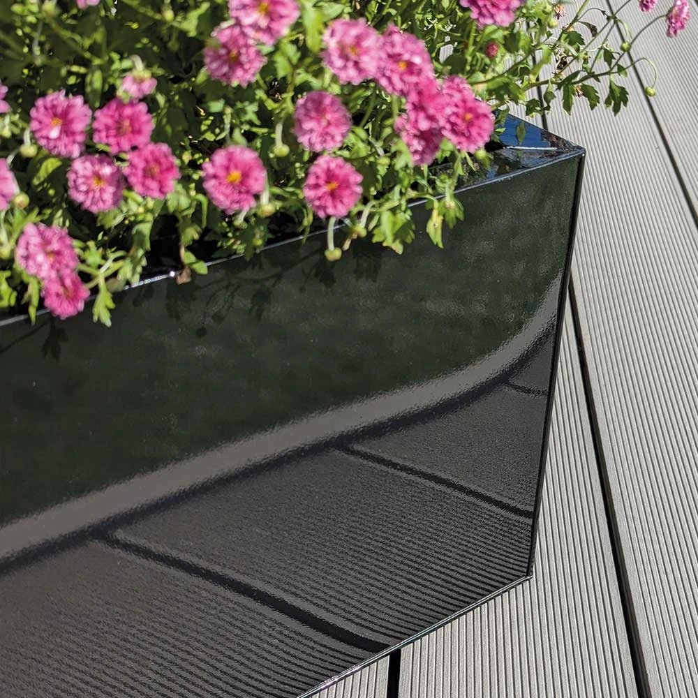 100cm Zinc Galvanised Polished Black Trough Planter