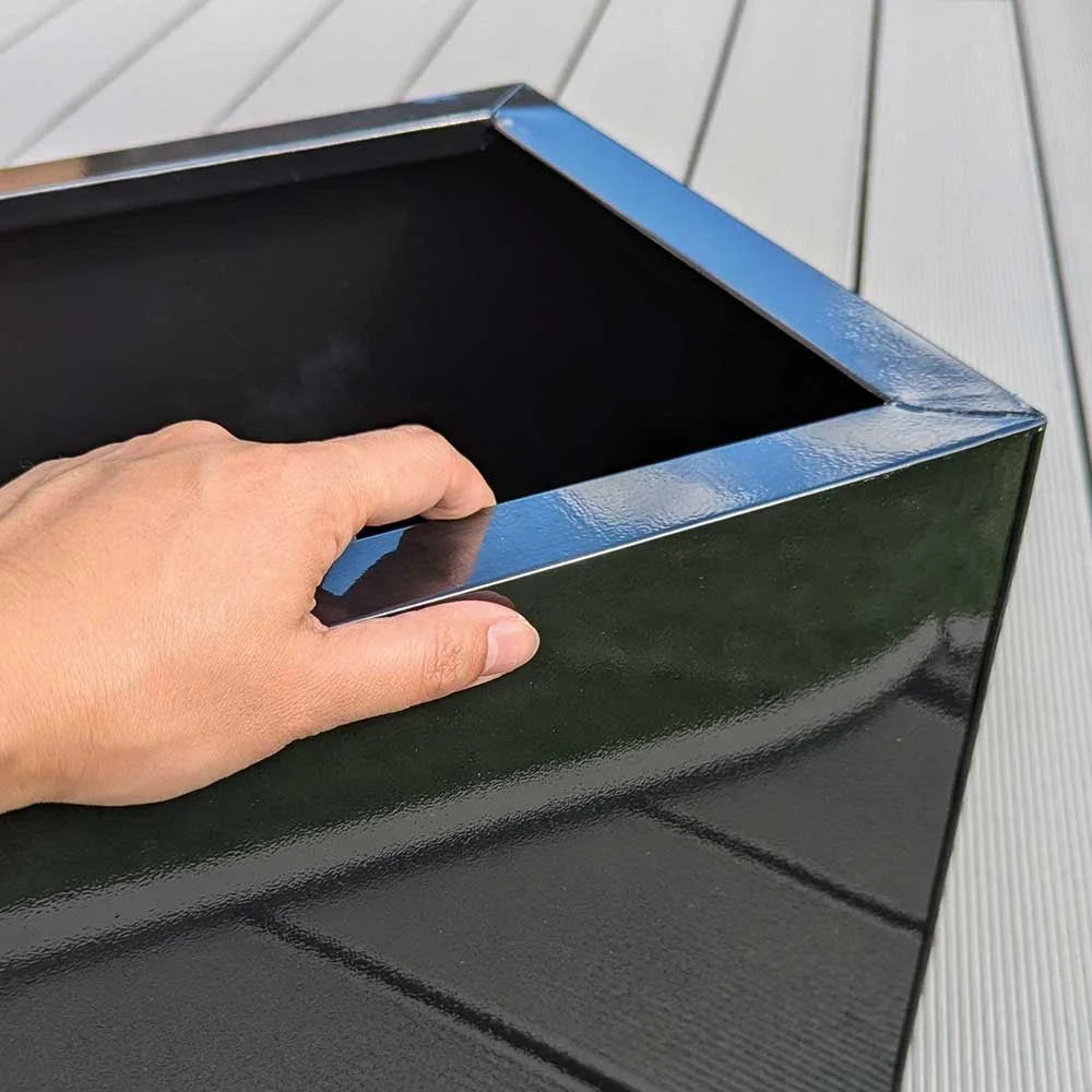 100cm Zinc Galvanised Polished Black Trough Planter