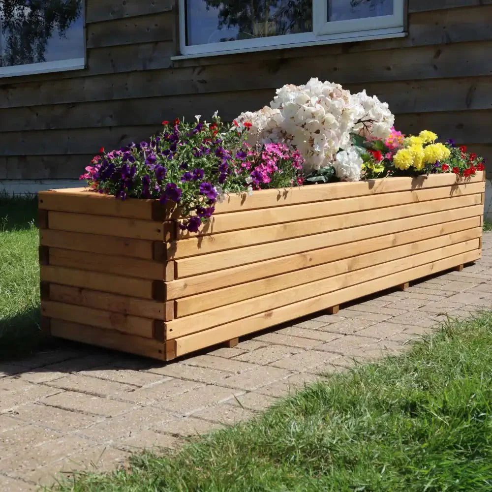 Pine Raised Wooden Trough Planter with Feet