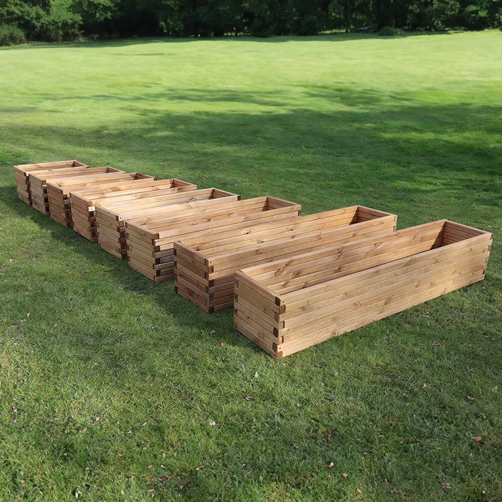 Pine Raised Wooden Trough Planter with Feet