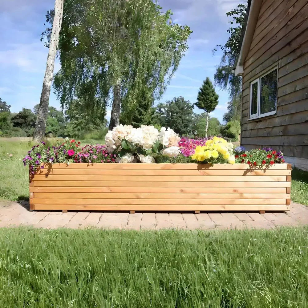 Pine Raised Wooden Trough Planter with Feet