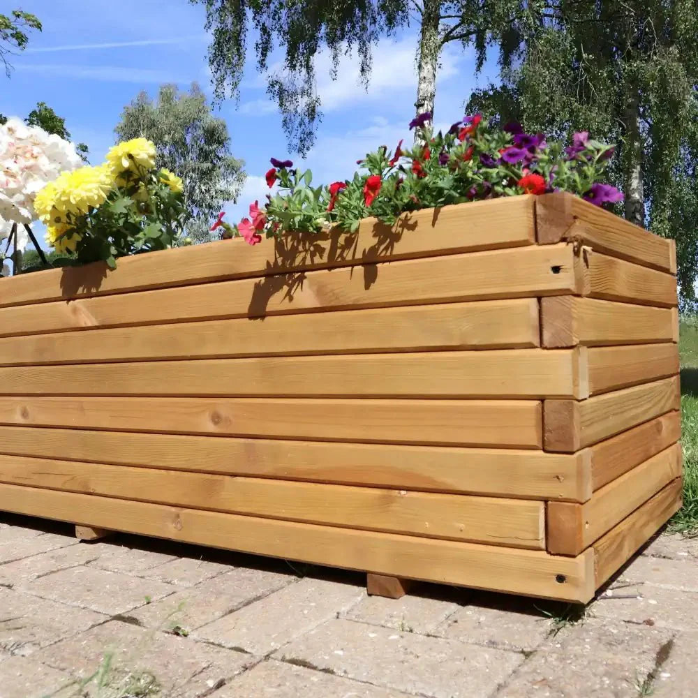 Pine Raised Wooden Trough Planter with Feet