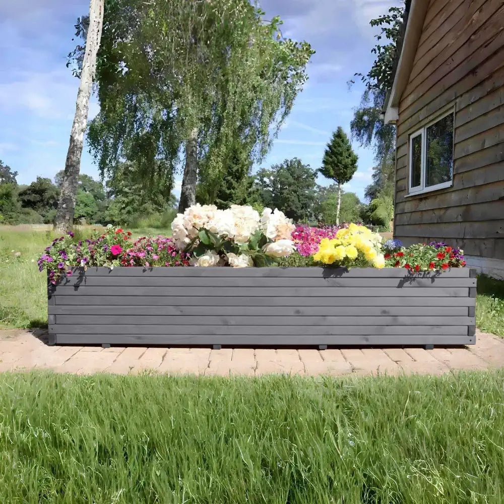 Pine Raised Wooden Trough Planter with Feet
