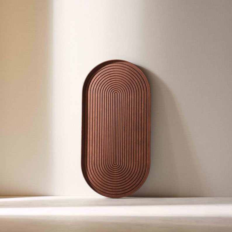 Woodboz Agonic 3D Wood Wall Art Dark Walnut Front View