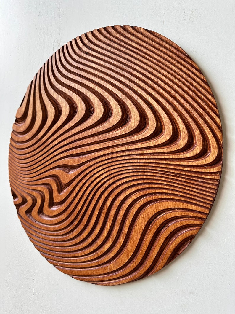 Carved Geometric Circle Wood Art 36 Inch Large Panel