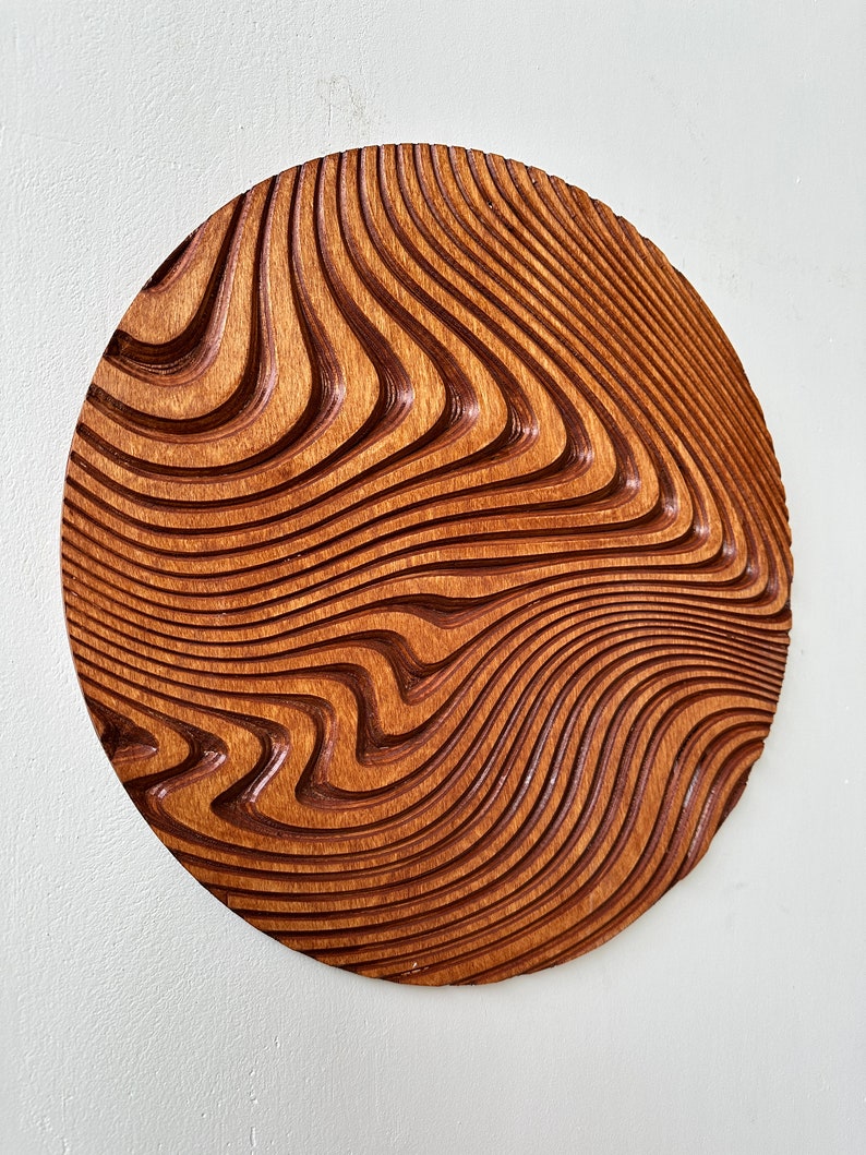 Carved Geometric Circle Wall Art 39x39cm Medium Size