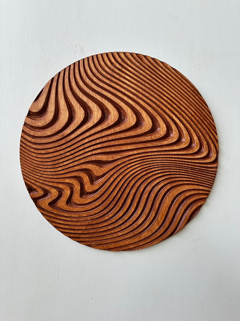 Carved Geometric Circle Wood Panel Engraving Detail