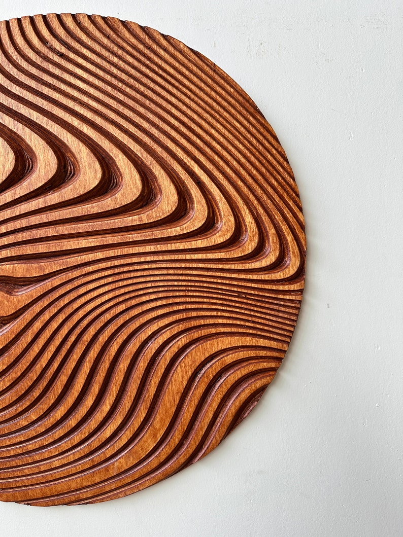 Carved Geometric Circle Rustic Wall Art Grain Pattern