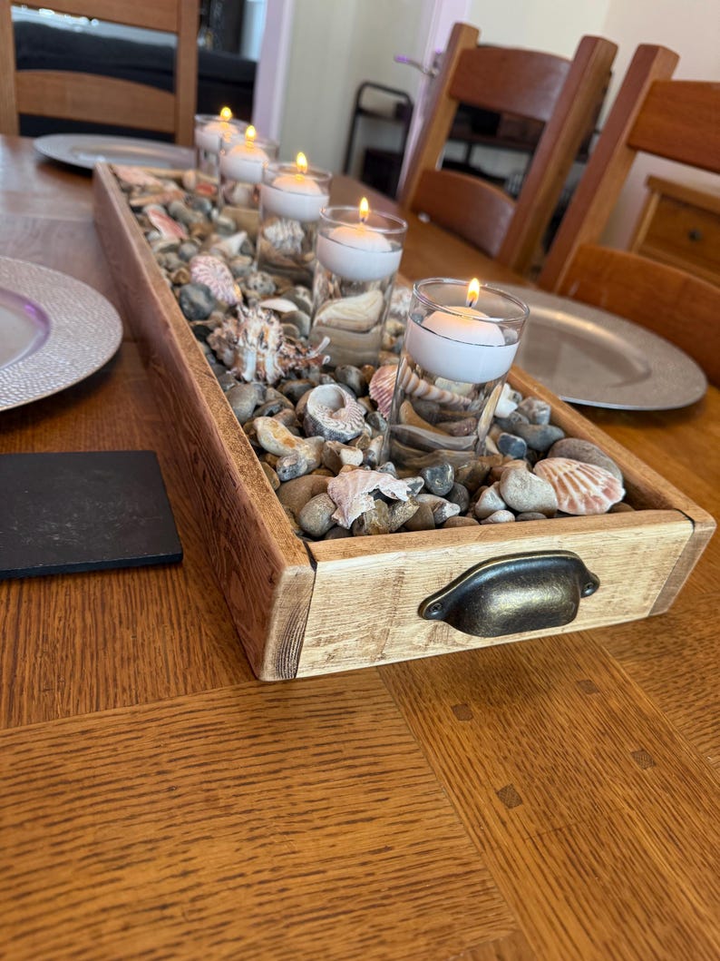 Reclaimed Wood Tray Character Marks Grain Detail