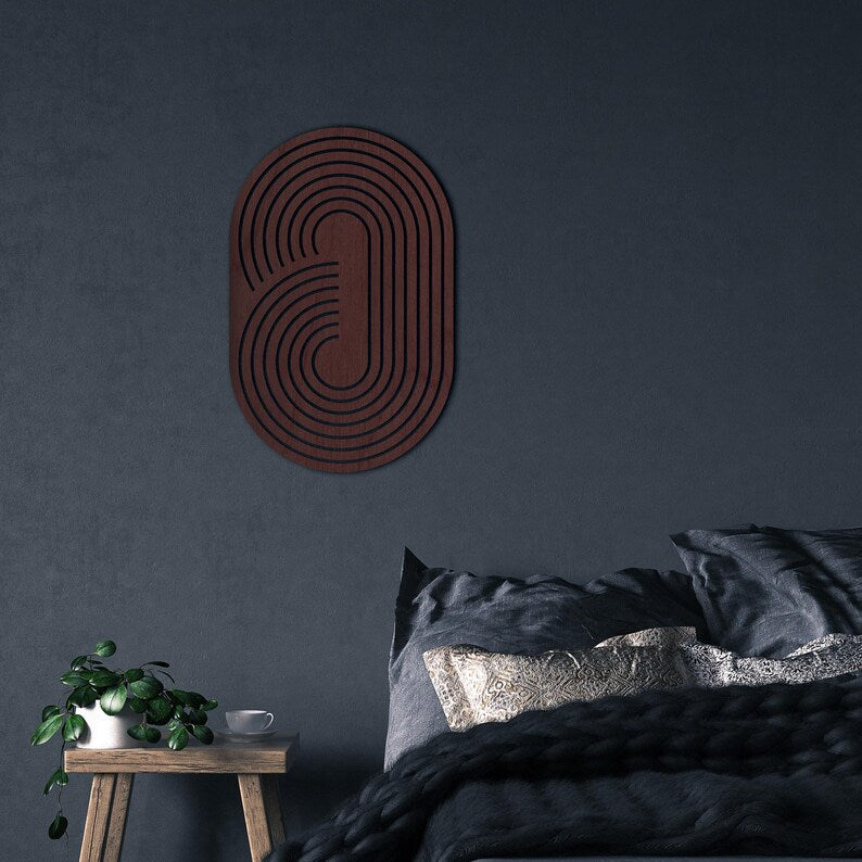 Boho Geometric Oval Wall Art Room Setting