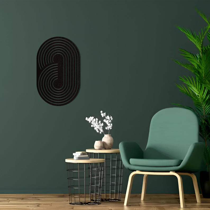 Boho Oval Wall Art Natural Grain Texture