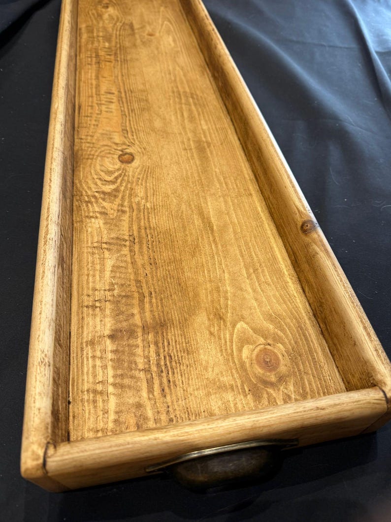 Reclaimed Wood Tray Iron Handle Close-Up