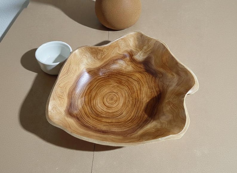 Natural Edge Acacia Wood Bowl Organic Shape Top View