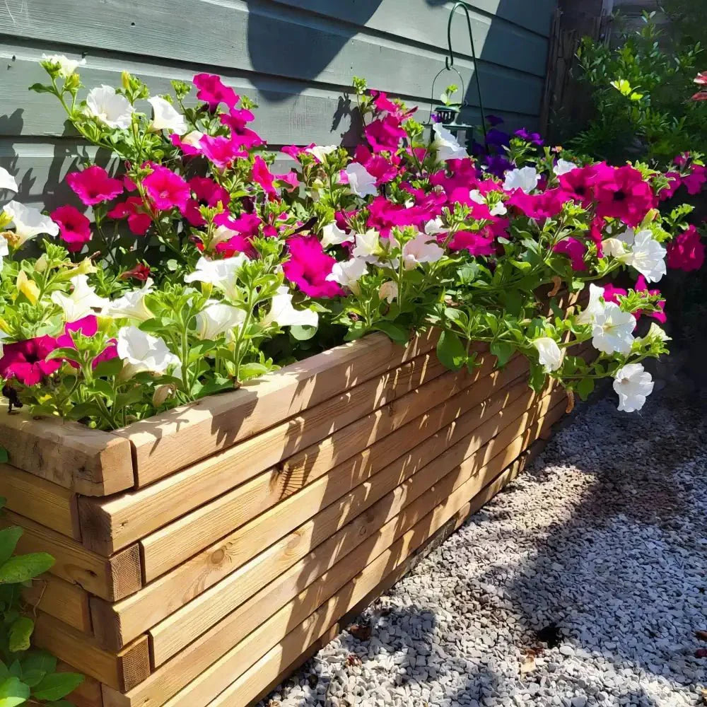 Pine Raised Wooden Trough Planter with Feet