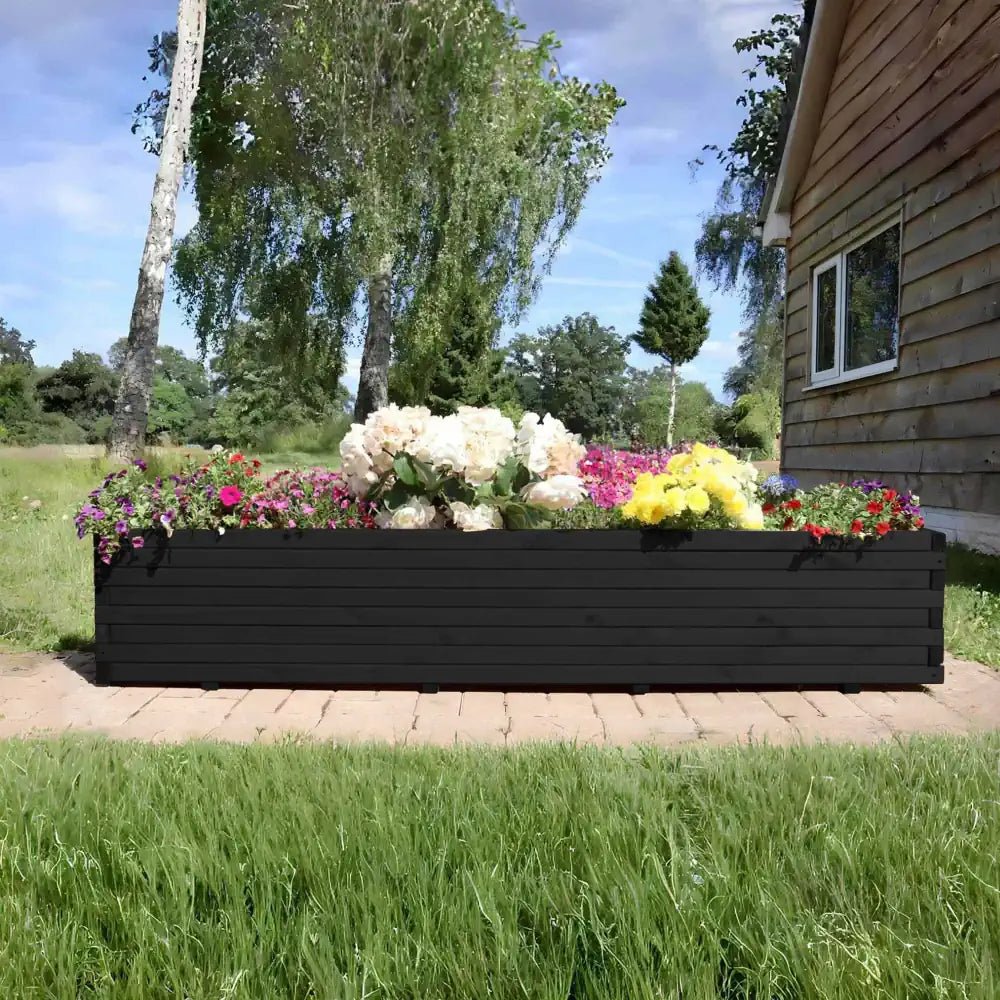 Pine Raised Wooden Trough Planter with Feet