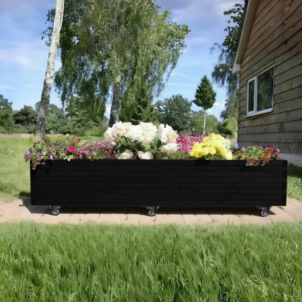 Pine Raised Wooden Trough Planter with Feet