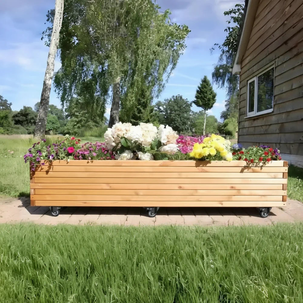 Pine Raised Wooden Trough Planter with Feet