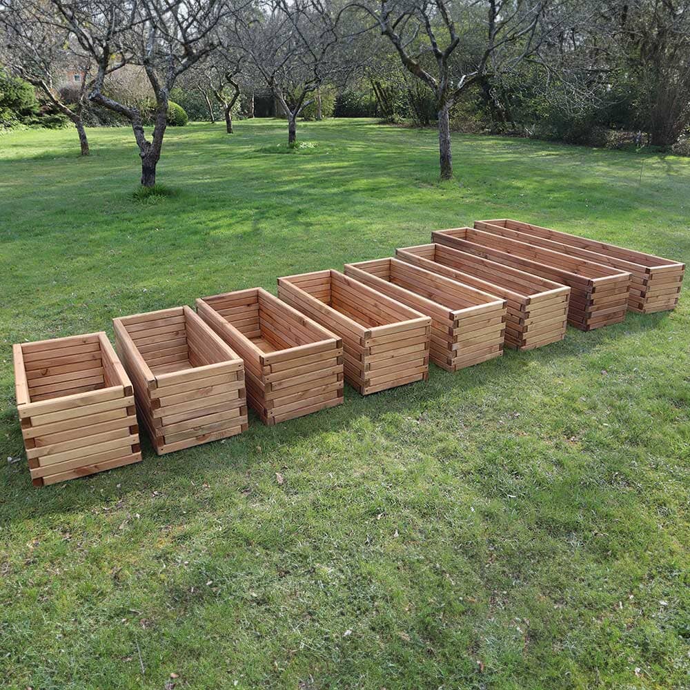 Pine Raised Wooden Trough Planter with Feet