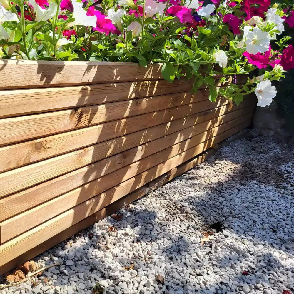 Pine Raised Wooden Trough Planter with Feet