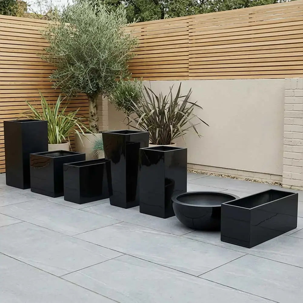 100cm Zinc Galvanised Polished Black Trough Planter